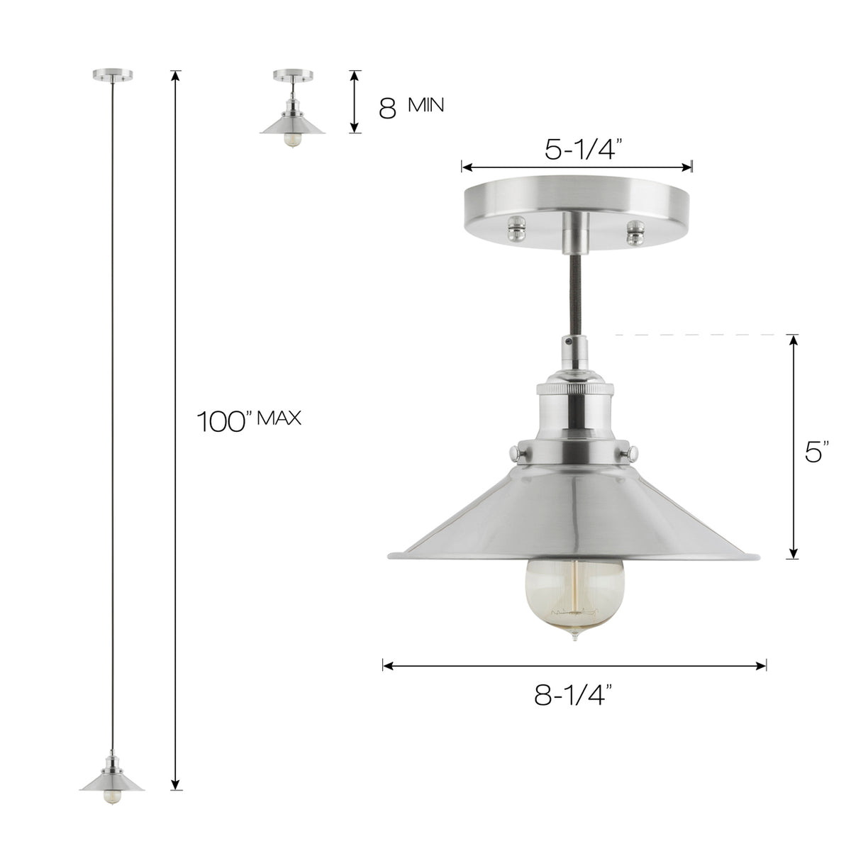 Andante Industrial Factory Pendant Light w/Metal Shade Linea Lighting  Modern and Affordable Residential Lighting