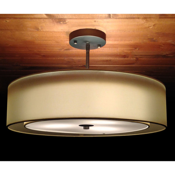 Grazia 20-Inch Three-Light Double Drum Convertible Ceiling Fixture w/Fabric Shade