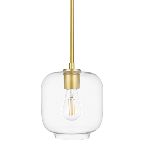 Piarra Modern Hanging Pendant Light with Curved Clear Glass Shade
