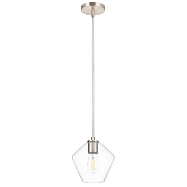 Macaria Modern Hanging Pendant Light with Angled Clear Glass Shade