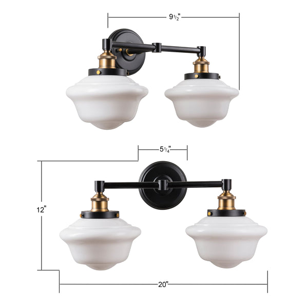 Lavagna Industrial 2 Light LED Bathroom Vanity Light w/Milk Glass