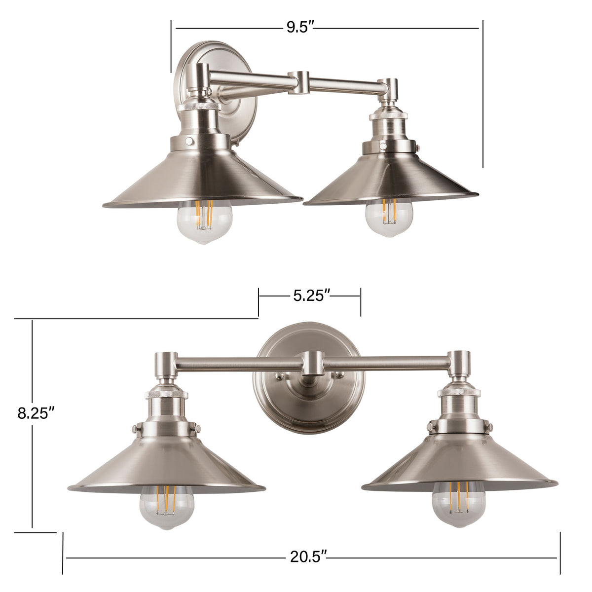 Andante LED Industrial Light Wall Sconce Brushed Nickel Linea di Liara LL-WL437-BN - 3