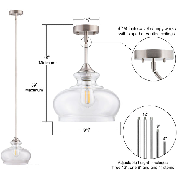 Ariella Ovale Pendant Light, LED bulb included