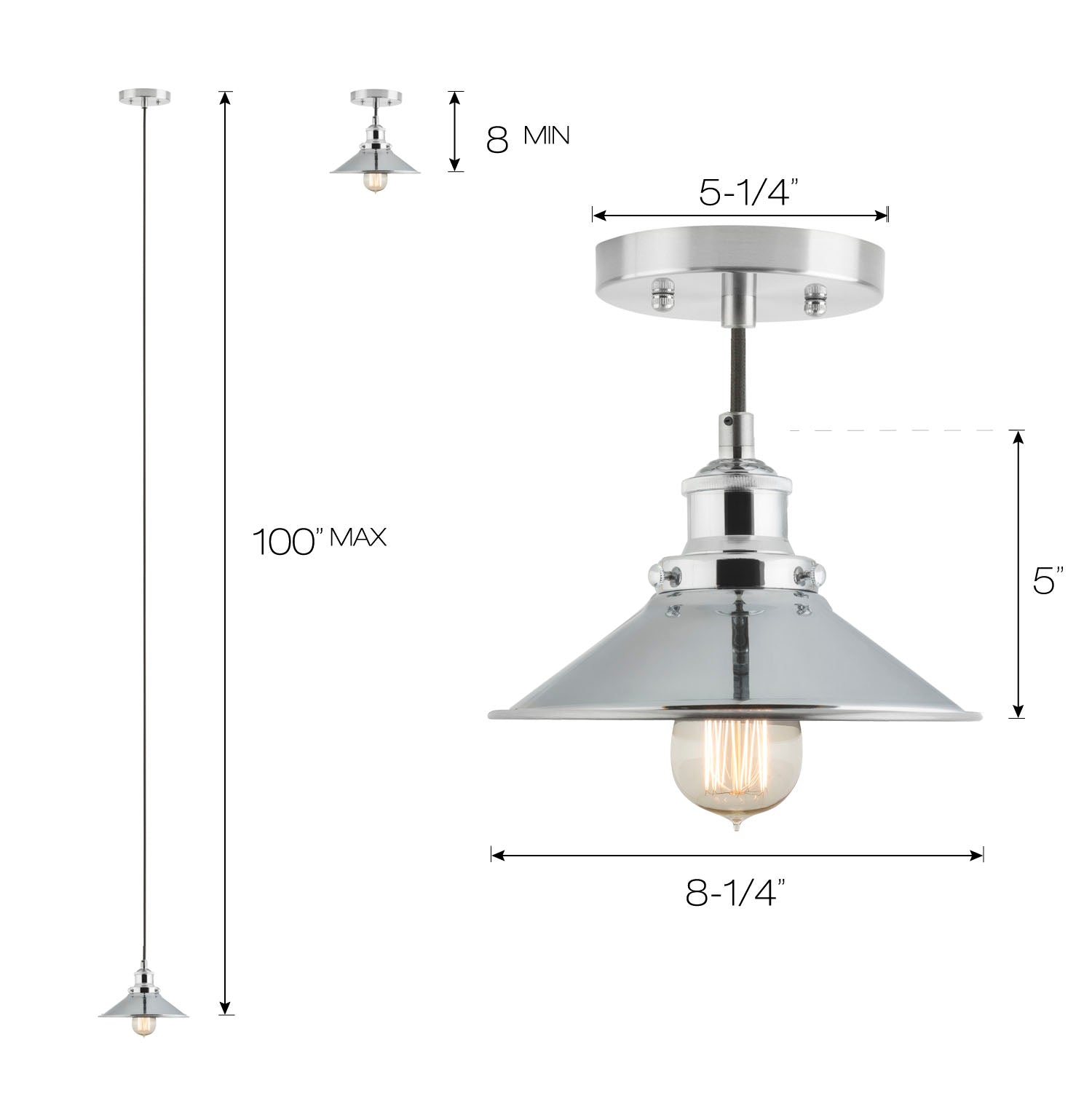 Andante Industrial Factory Pendant Light w/Metal Shade | Linea