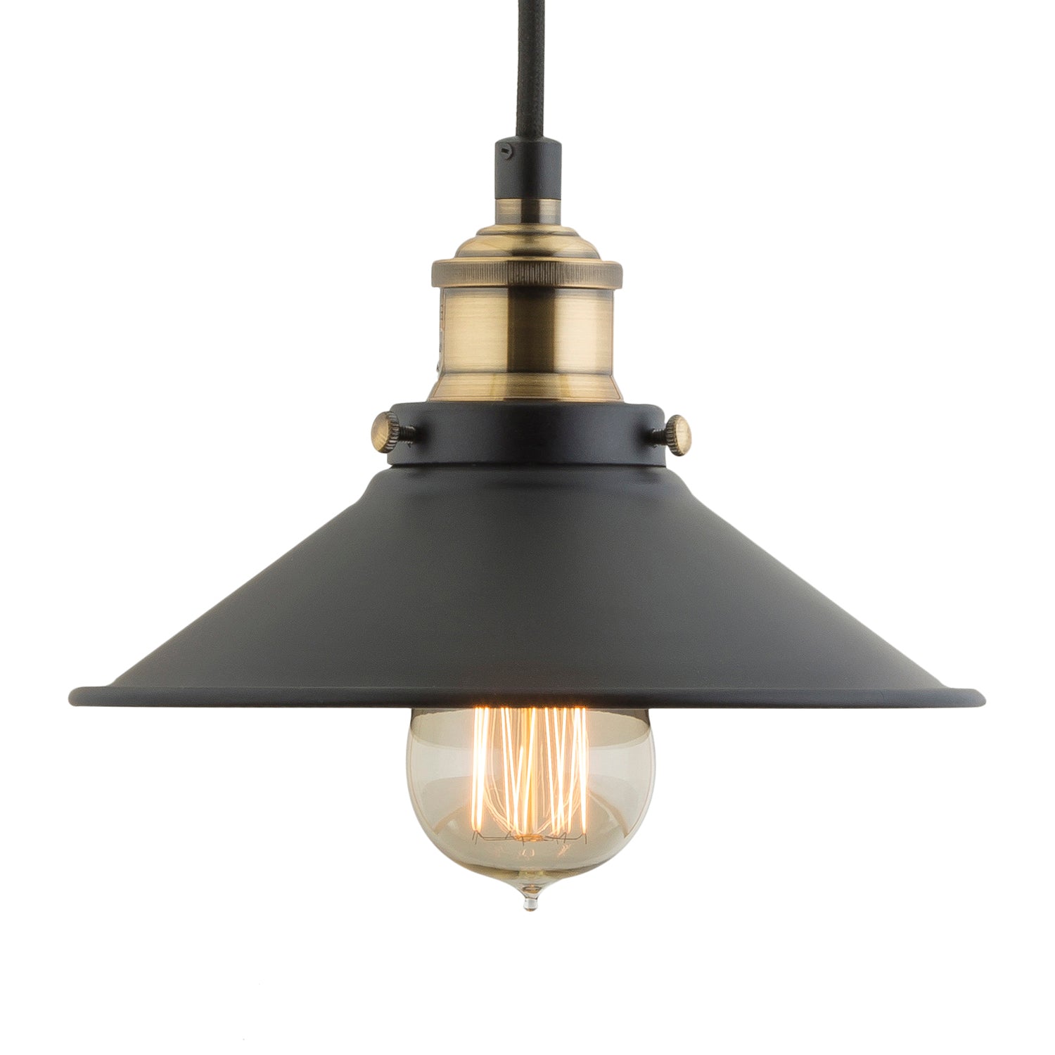 Andante Industrial Factory Pendant Light w/Metal Shade, LED bulb