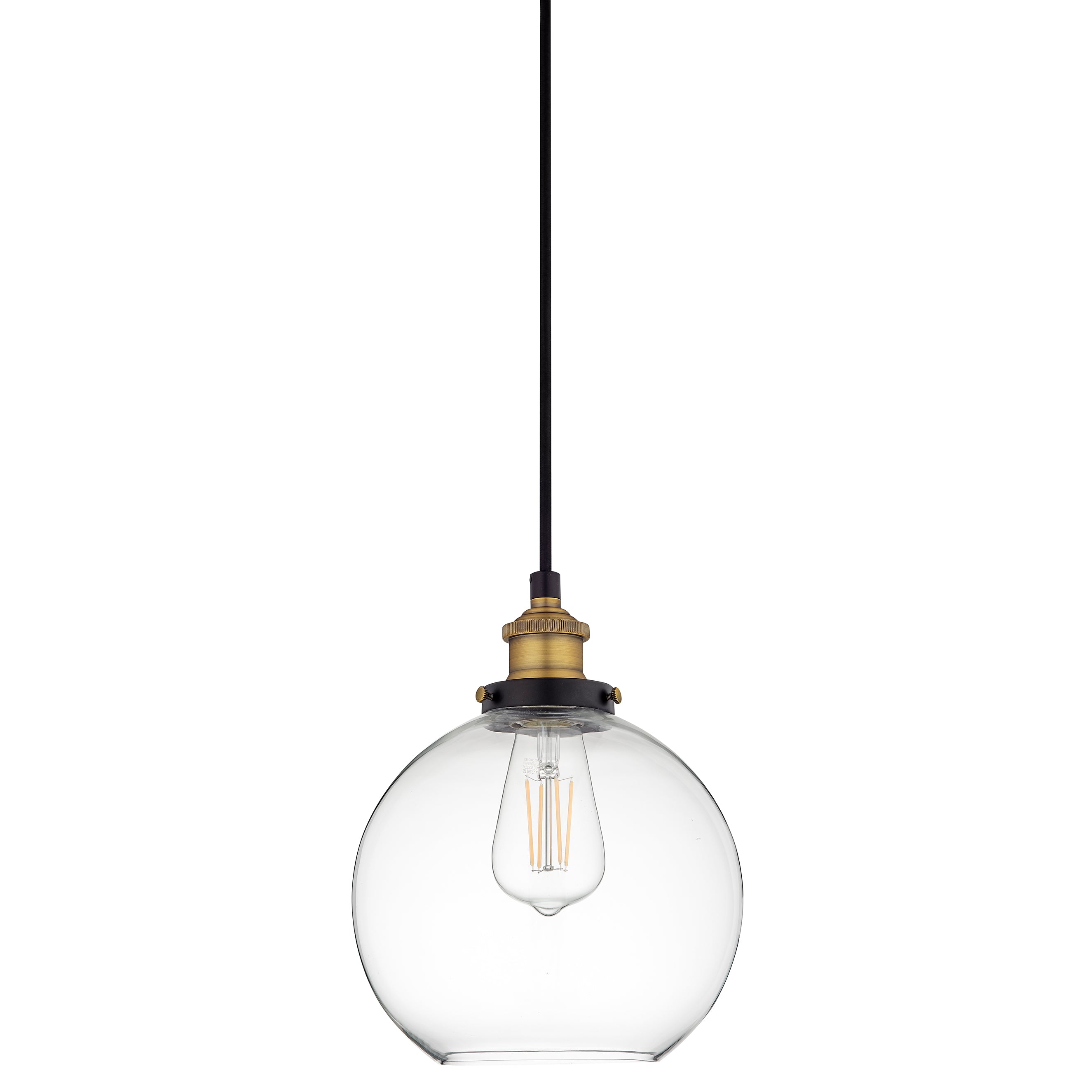 Primo Industrial Factory Pendant Light w/Glass Shade, LED bulb included