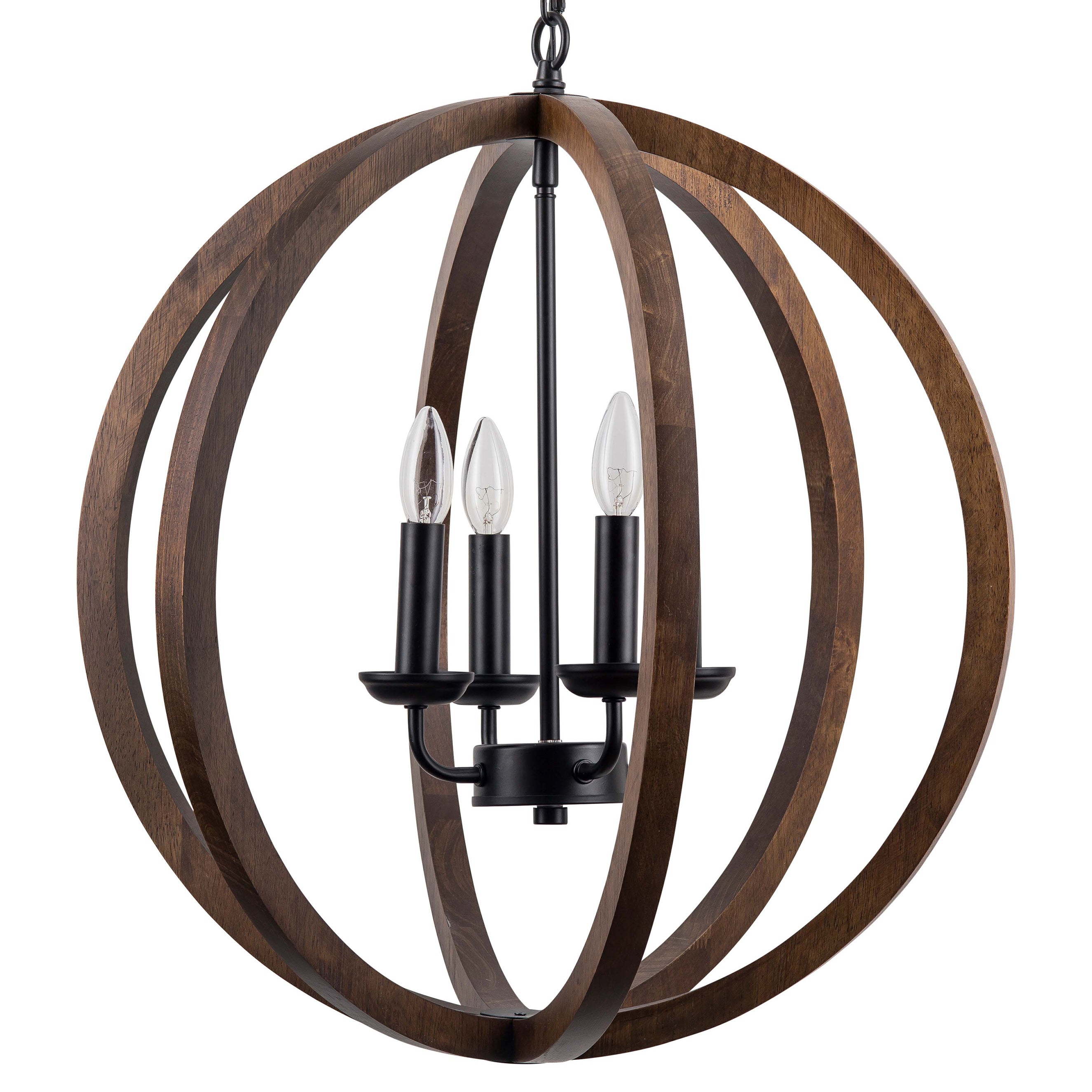 Terra 4 Light Wood Globe Chandelier