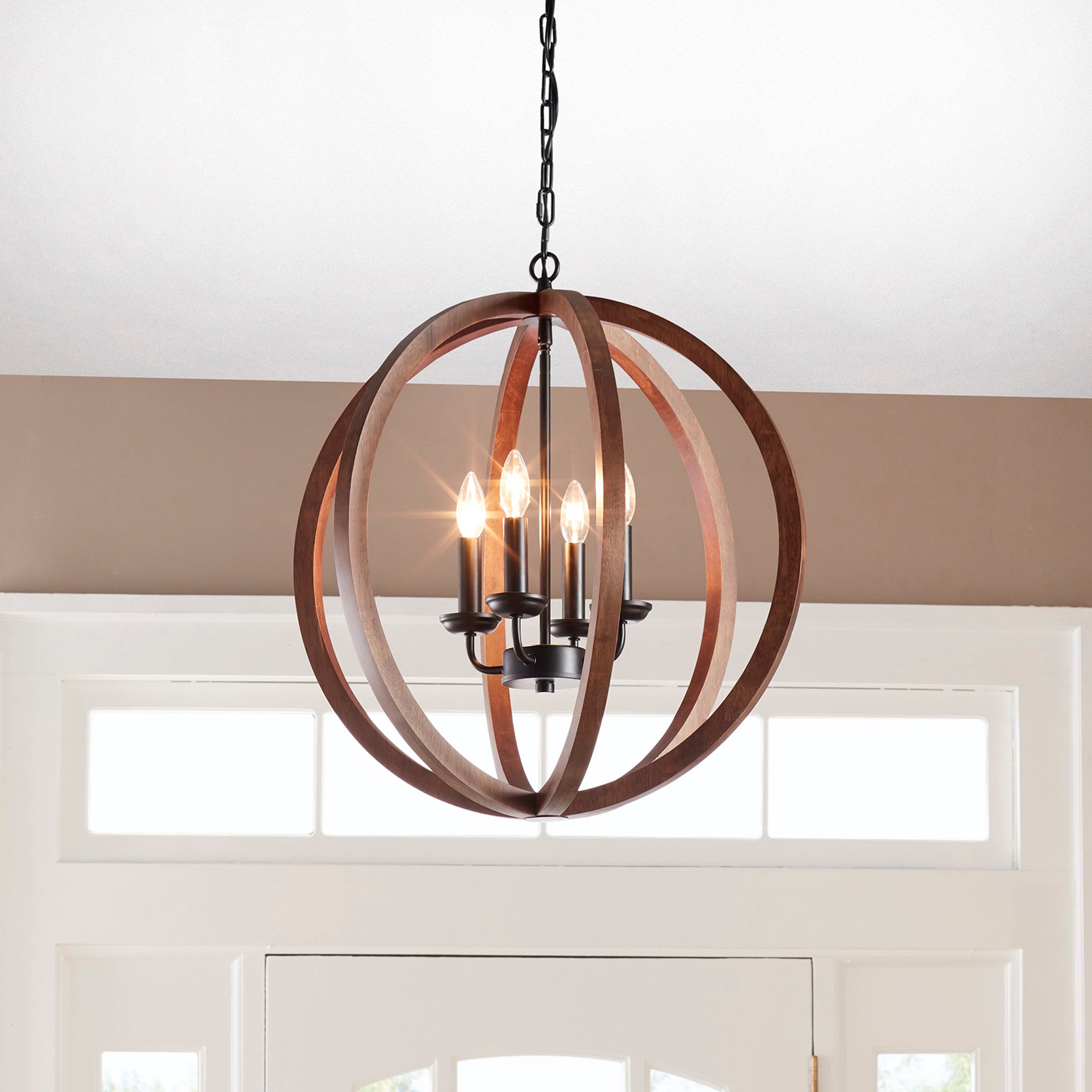 Terra 4 Light Wood Globe Chandelier | Linea Lighting | Modern and