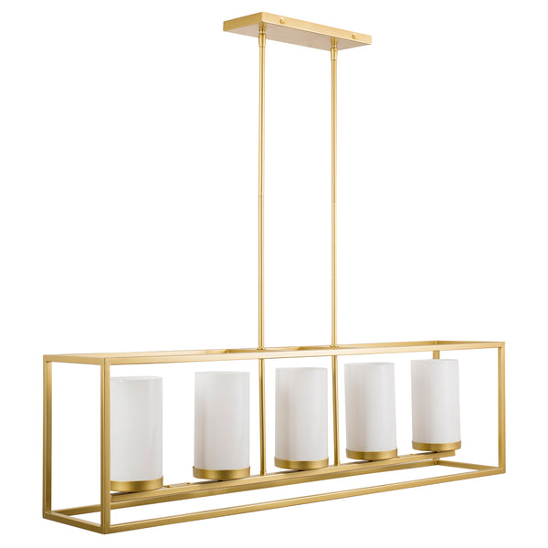 Verona 5 Light Box Pendant Chandelier - Satin Brass