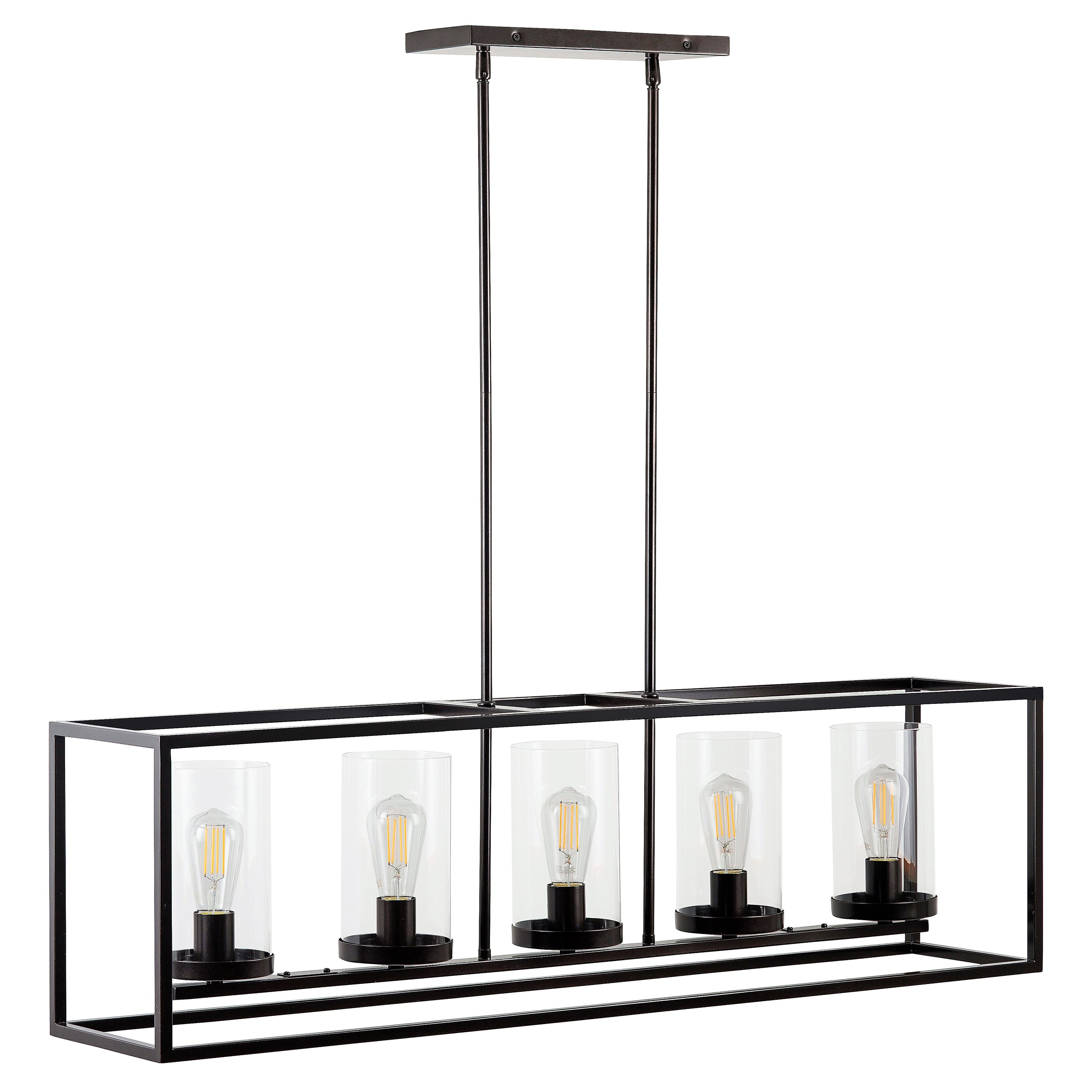 Verona 5 Light Box Pendant Chandelier - Dark Bronze - LED bulbs included