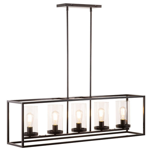 Verona 5 Light Box Pendant Chandelier - Dark Bronze - LED bulbs included