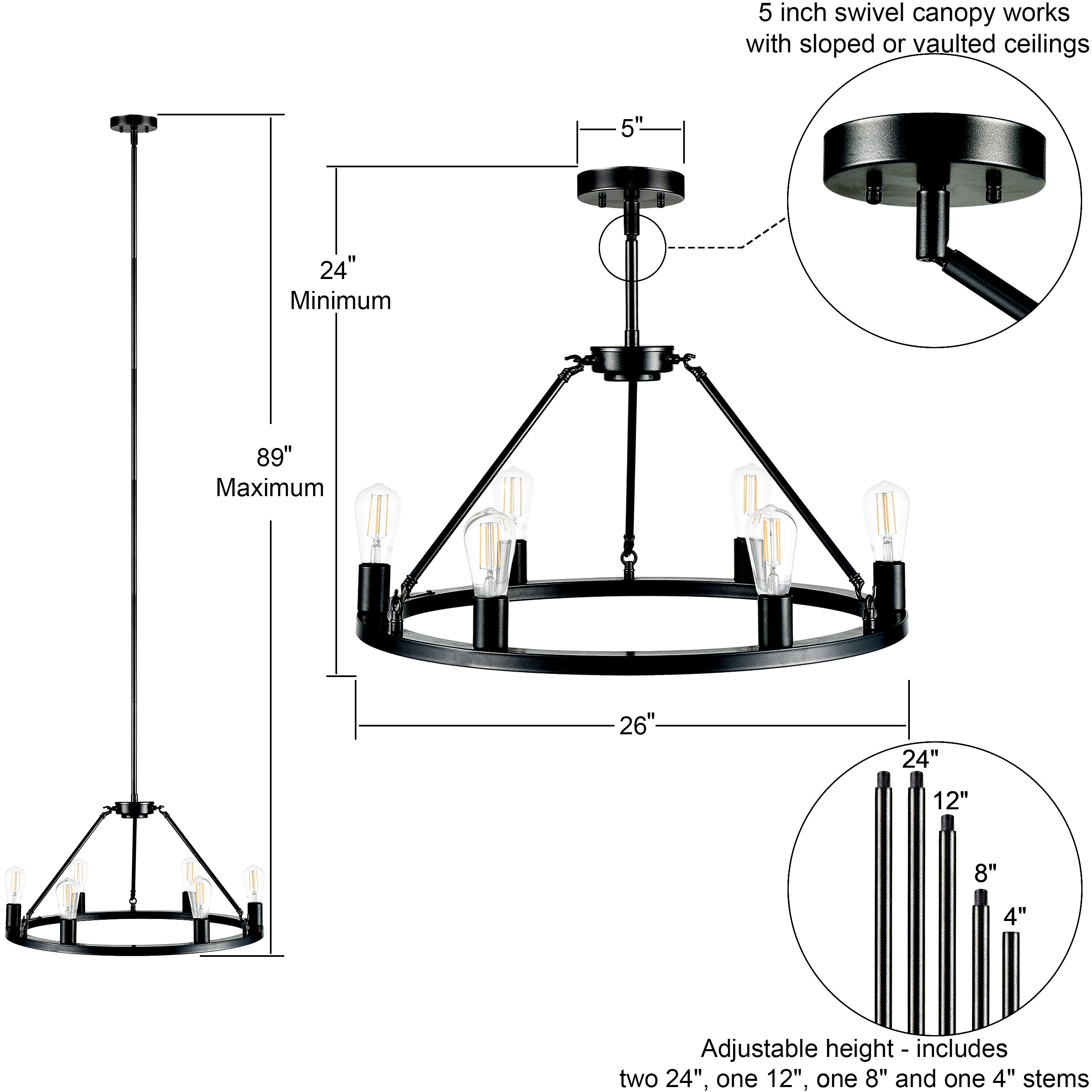 Sonoro Hallway, Dining Vertical Light Industrial Round