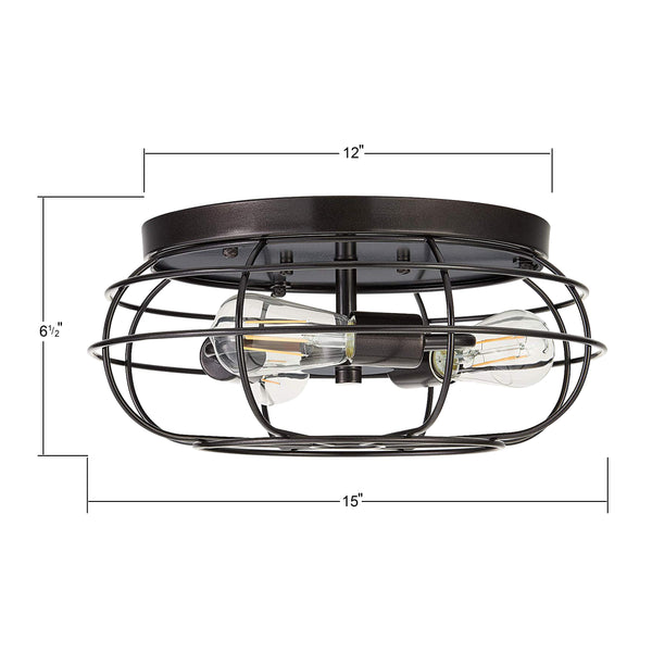 Cartaro 3 Light Industrial Vintage Cage Ceiling Light With LED Bulbs