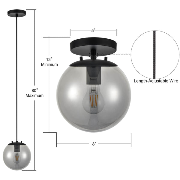 Sferra LED Industrial Kitchen Pendant Light - Smoke Glass