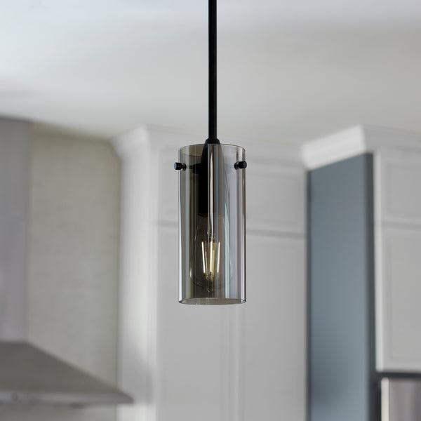 Black Kitchen island pendant light hanging in the kitchen  