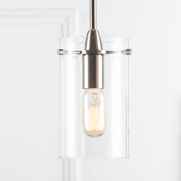 Polished chrome Effimero large Glass pendant lighting with no visible wiring, ideal for dining rooms and kitchens. 