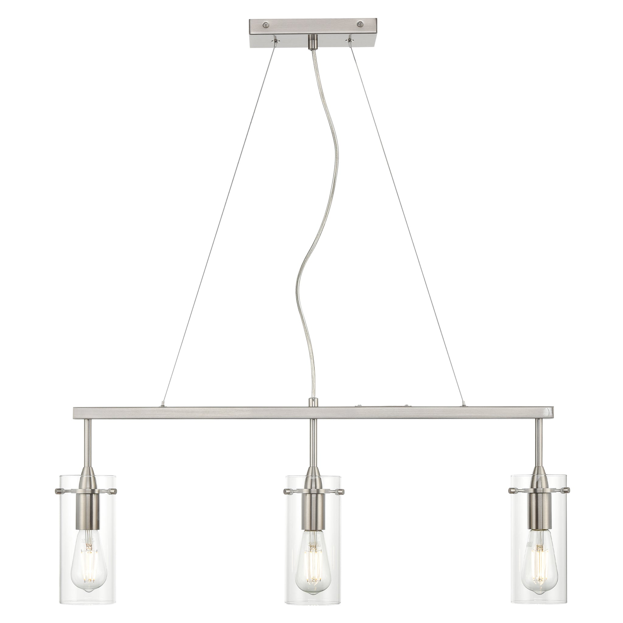 Generation Lighting Oslo 3-Light Island Pendant - Brushed Nickel, Opal Etched Glass, Modern Fixture