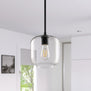 Piarra Modern Hanging Pendant Light with Curved Clear Glass Shade