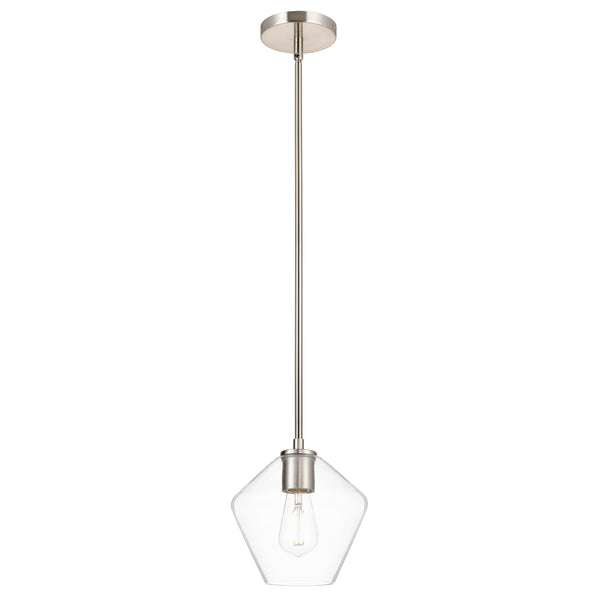 Macaria Modern Hanging Pendant Light with Angled Clear Glass Shade