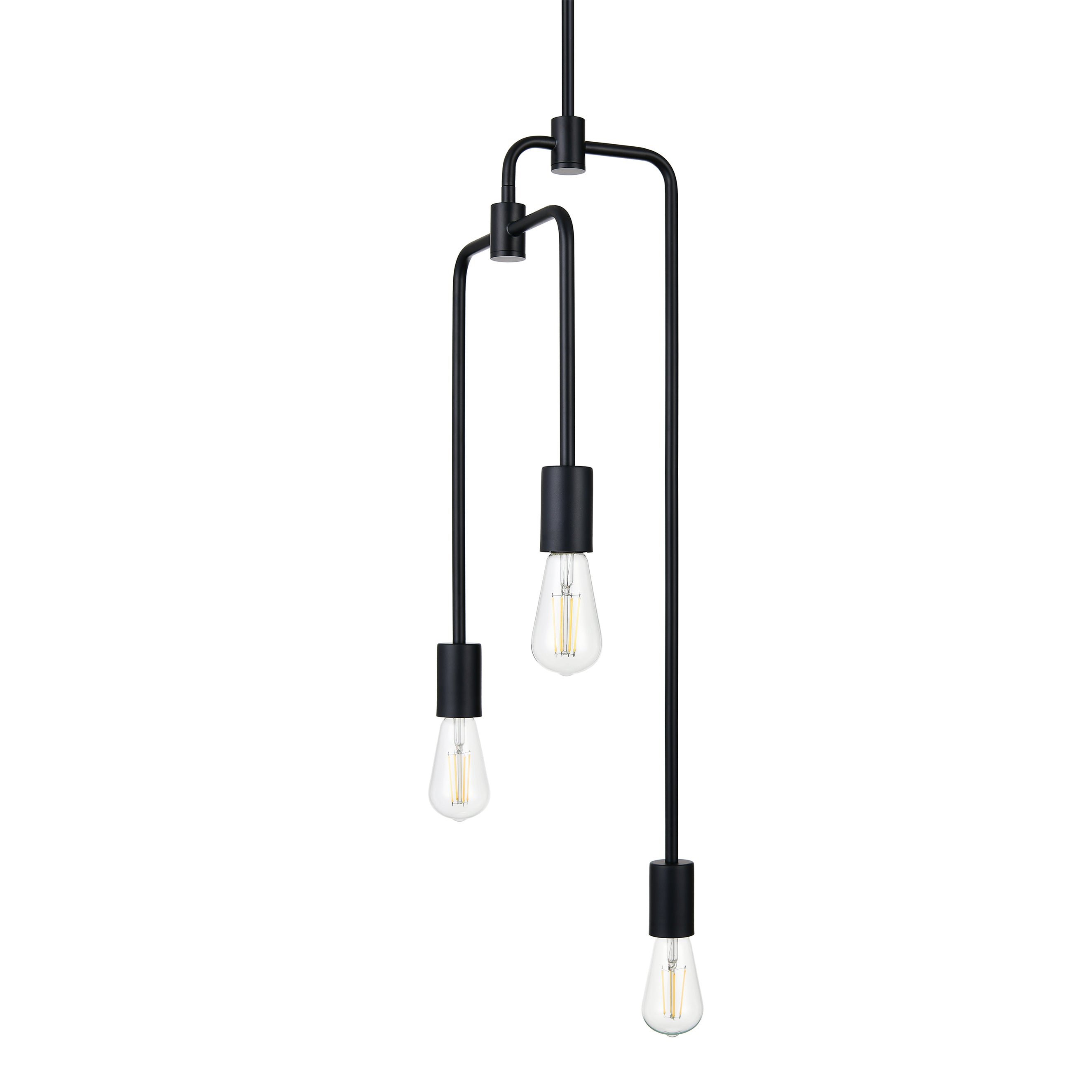 シーリングライト・天井照明 BRID OLIKA LAMP 3BULB PENDANT Briignite 3-Light Black Cylinder Pendant Light Fixtures with Clear