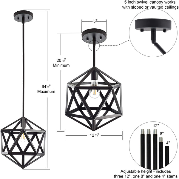 Vizerta Industrial Pendant Light with LED Bulb