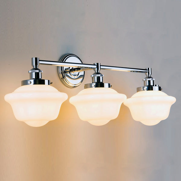 Lavagna Industrial 3 Light Bathroom Vanity Light w/ Milk Glass