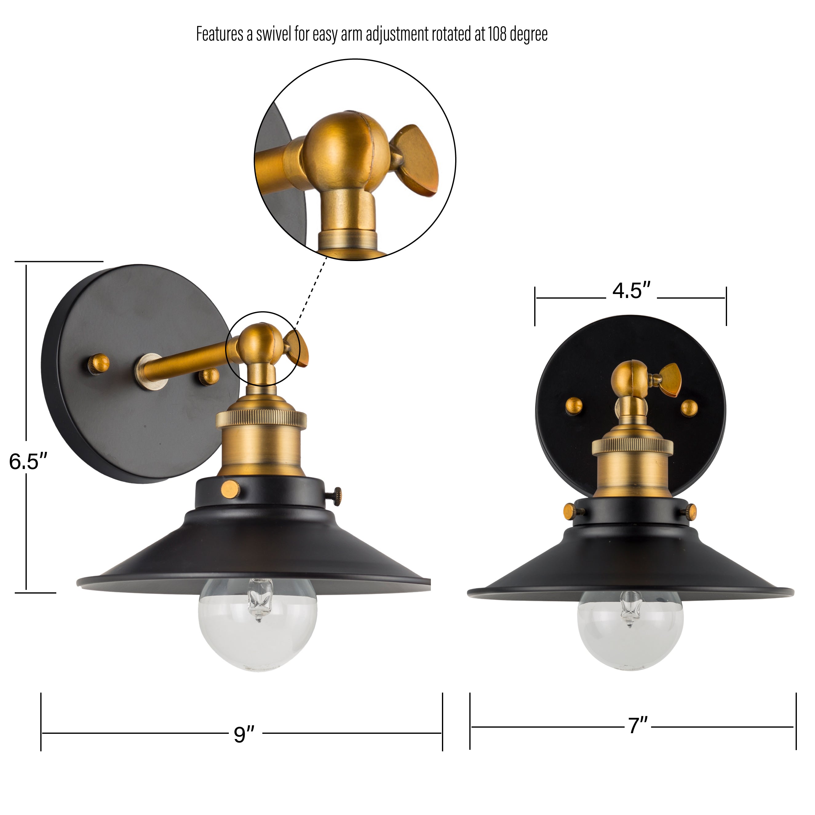 Breakwater Bay Industrial Wall Light Fittings Retro Wall Sconce With Metal Dome Shade E27 Socket Traditional Swan Neck Indoor Decorative Wall Light Brushed Copper U110850578 - View #11