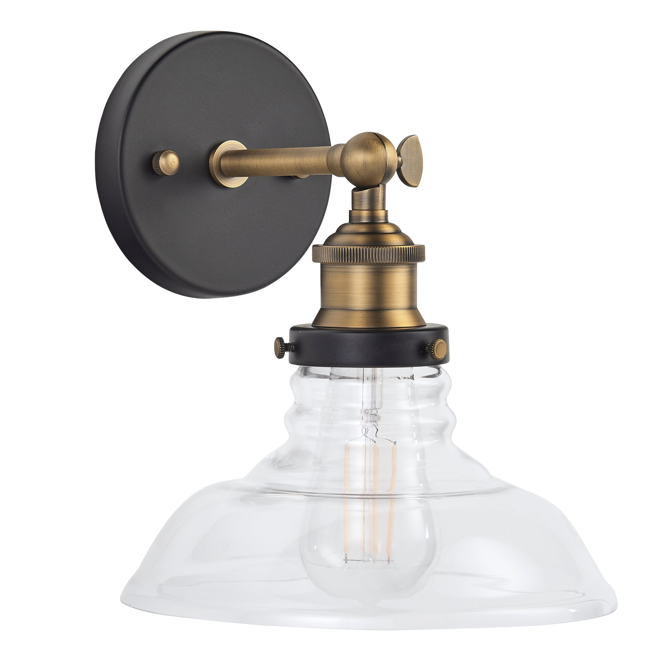 Linea Di Liara Farmhouse Wall Sconce | Black & Gold Bathroom Vanity Light | LED Edison Bulb Included