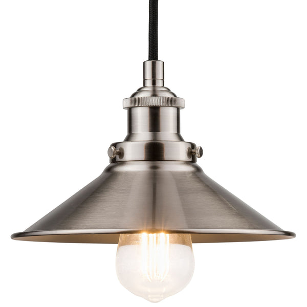 Andante Industrial Factory Pendant Light w/Metal Shade, LED bulb included
