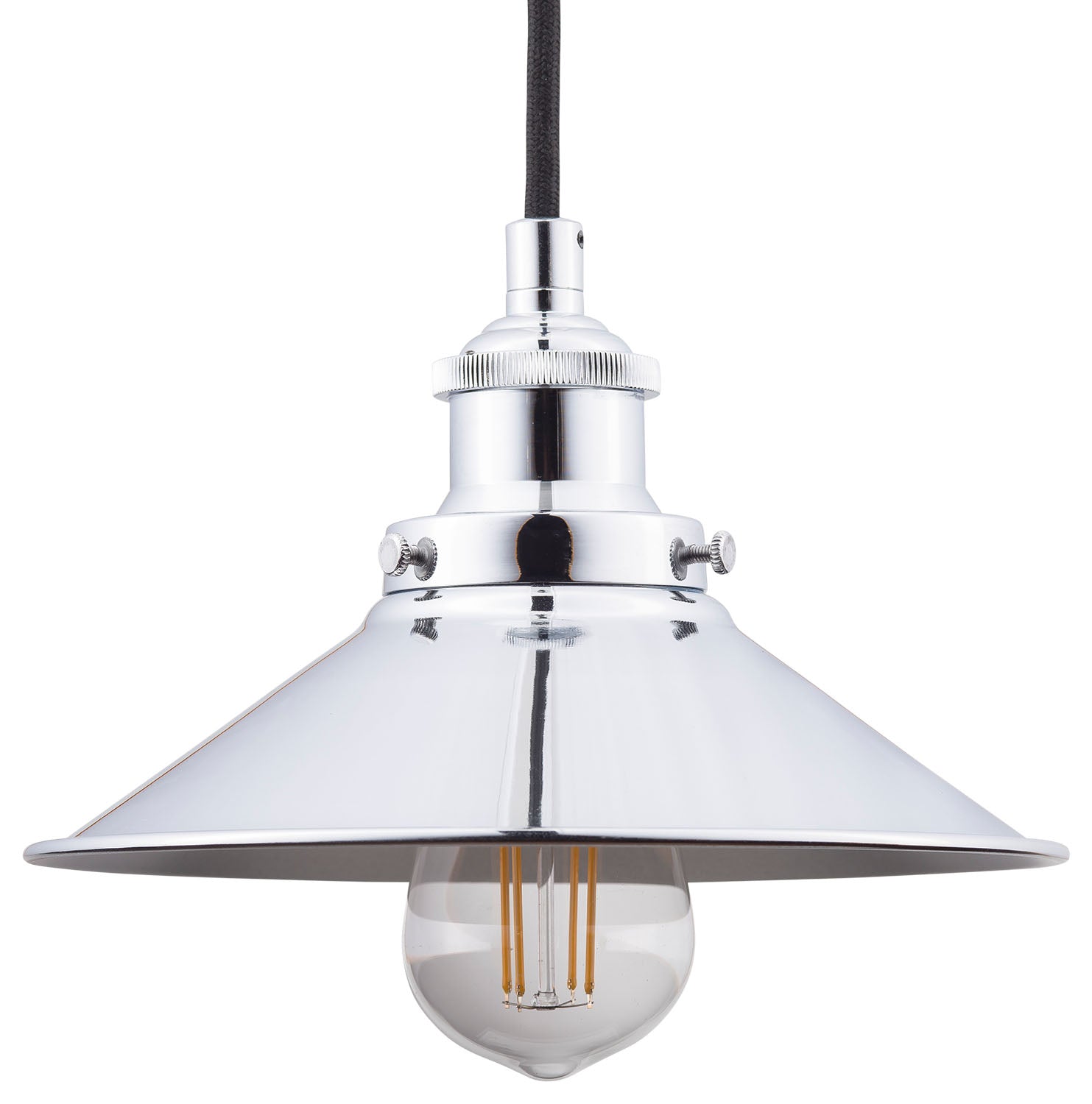 Andante Industrial Factory Pendant Light w/Metal Shade, LED bulb